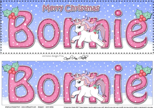 Large DL Merry Christmas BONNIE 3D decoupage 