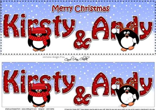 Large DL Merry Christmas KIRSTY & ANDY 3D decoupage 