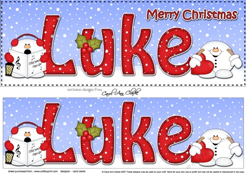 Large DL Merry Christmas LUKE 3D decoupage 