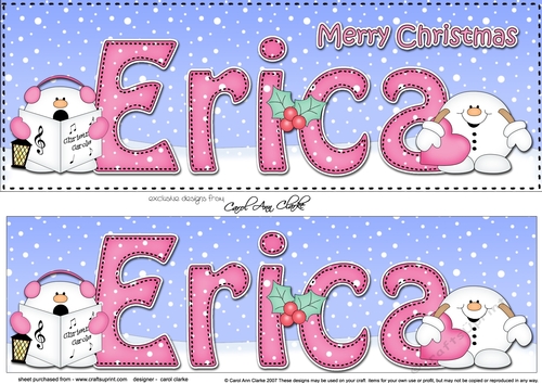 Large DL Merry Christmas ERICA 3D decoupage 
