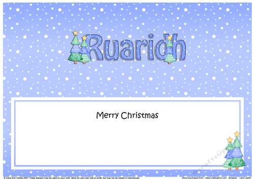 Large DL Merry Christmas RUARIDH insert