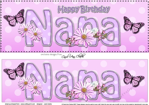Large DL Happy Birthday NANA 3D decoupage