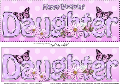 Large DL Happy Birthday DAUHTER 3D decoupage