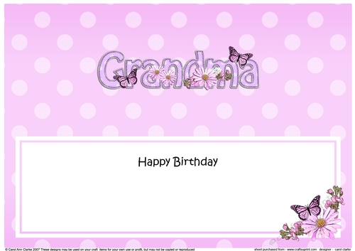Large DL Happy Birthday GRANDMA insert