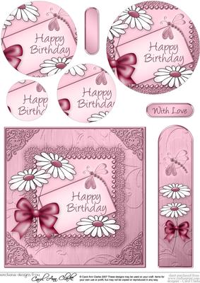 Daisies on Metallic Lace Quick Card with Circle Pyramage