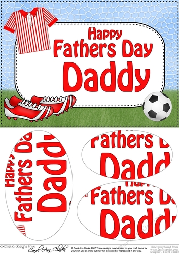 A5 Happy Fathers Day DADDY Football Oval Pyramage Topper