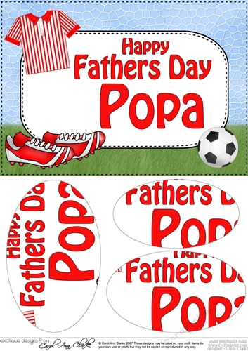 A5 Happy Fathers Day POPA Football Oval Pyramage Topper