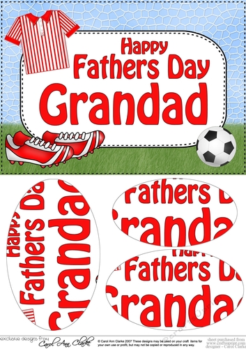 A5 Happy Fathers Day GRANDAD Football Oval Pyramage Topper