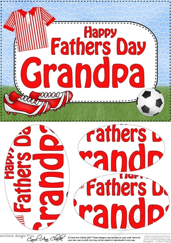 A5 Happy Fathers Day GRANDPA Football Oval Pyramage Topper