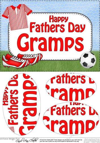 A5 Happy Fathers Day GRAMPS Football Oval Pyramage Topper