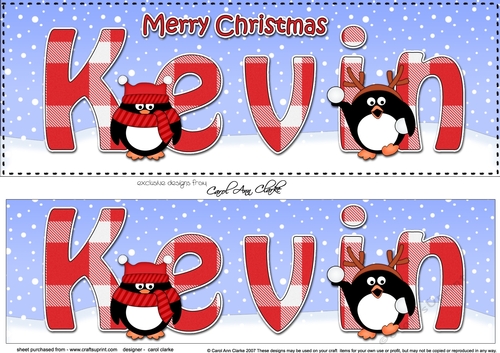 Large DL Merry Christmas KEVIN 3D decoupage 