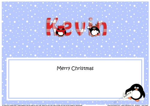 Large DL Merry Christmas KEVIN insert