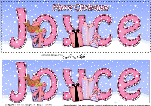 Large DL Merry Christmas JOYCE 3D decoupage 