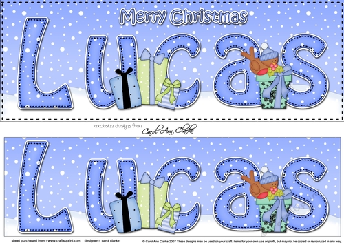 Large DL Merry Christmas LUCAS 3D decoupage 