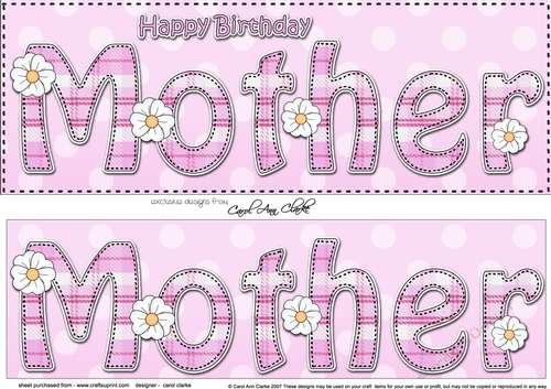 Large DL Happy Birthday MOTHER 3D decoupage