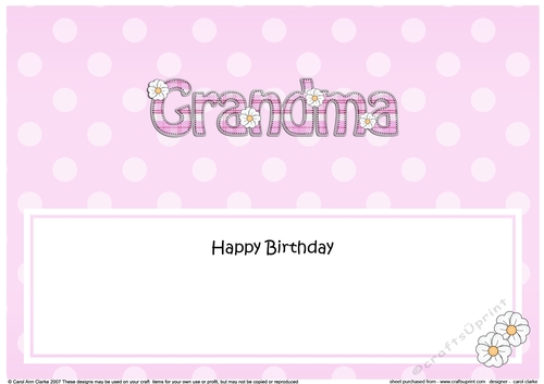 Large DL Happy Birthday GRANDMA insert