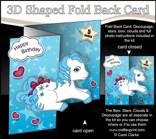 3D Shaped No-Hole Fold Back Mini Kit -   Cute Little Pony Snowflake