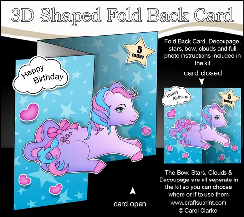 3D Shaped No-Hole Fold Back Mini Kit -   Cute Little Pony Amethyst