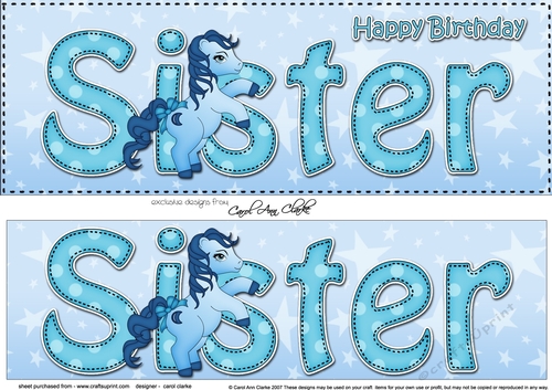 Large DL Happy Birthday SISTER 3D decoupage