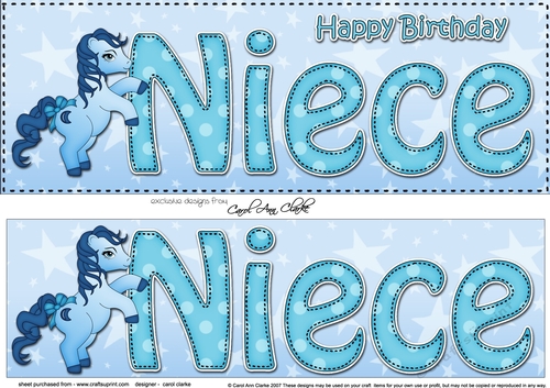 Large DL Happy Birthday NIECE 3D decoupage