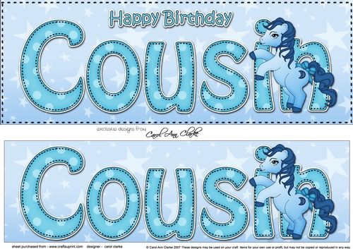 Large DL Happy Birthday COUSIN 3D decoupage