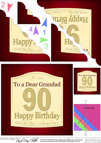 90th Birthday Grandad Wine Label Scalloped Corner Stacker