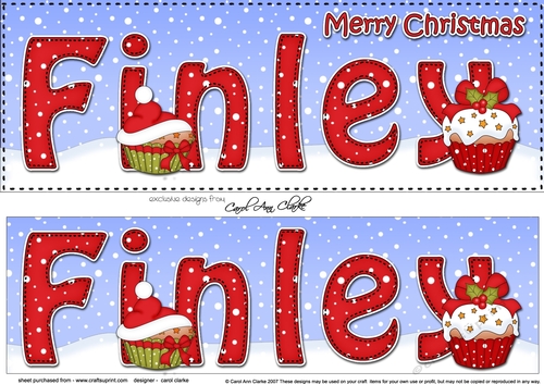 Large DL Merry Christmas FINLEY 3D decoupage 