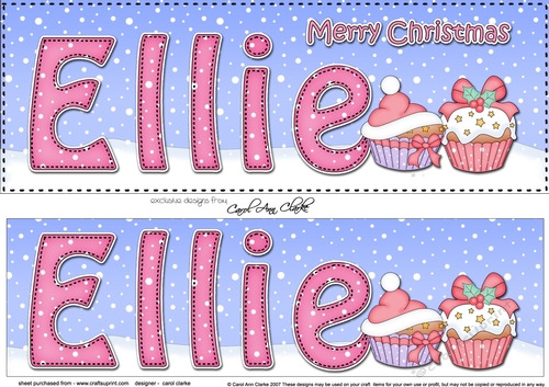 Large DL Merry Christmas ELLIE 3D decoupage 