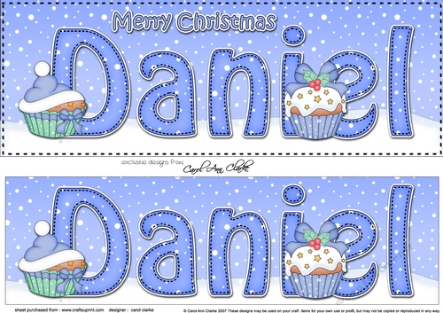 Large DL Merry Christmas DANIEL 3D decoupage 