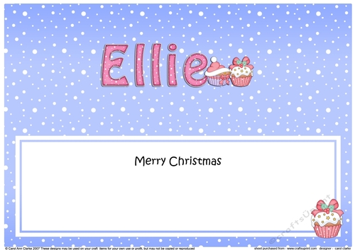 Large DL Merry Christmas ELLIE insert