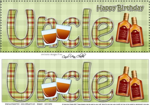 Large DL Happy Birthday UNCLE 3D decoupage