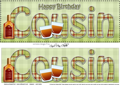 Large DL Happy Birthday COUSIN 3D decoupage
