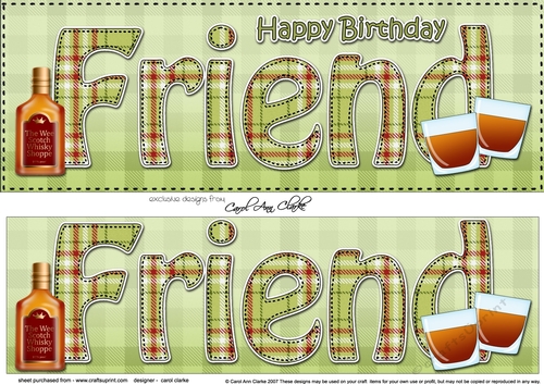 Large DL Happy Birthday FRIEND 3D decoupage