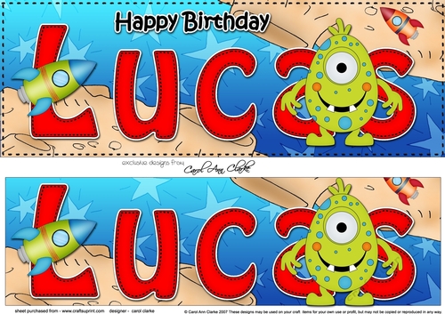 Large DL Happy Birthday LUCAS 3D decoupage