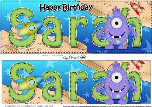Large DL Happy Birthday SARAH 3D decoupage