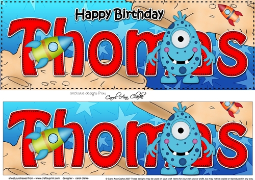 Large DL Happy Birthday THOMAS 3D decoupage