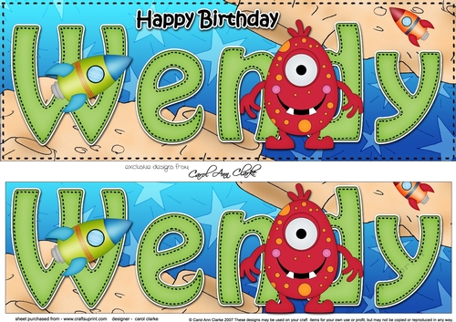 Large DL Happy Birthday WENDY 3D decoupage