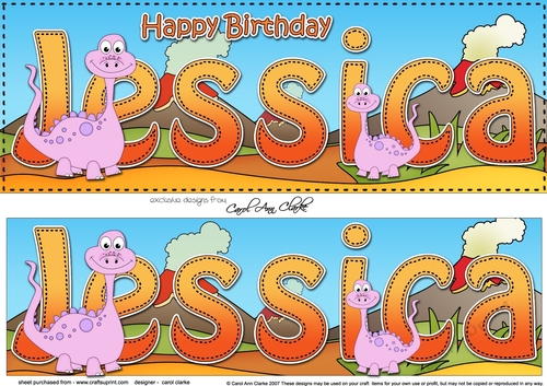 Large DL Happy Birthday JESSICA 3D decoupage