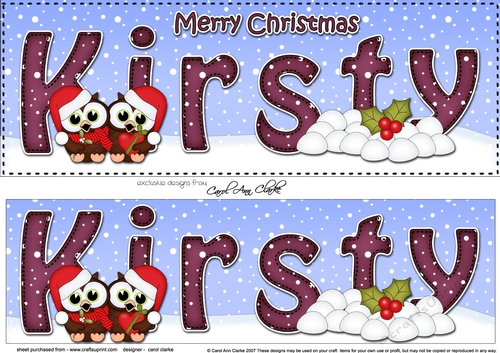 Large DL Merry Christmas KIRSTY 3D decoupage 