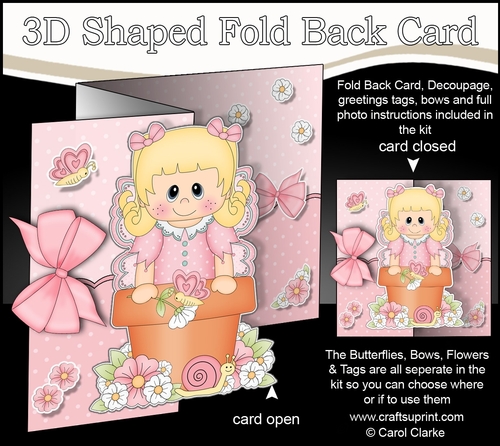 3D Shaped No-Hole Fold Back Card Kit - Flowerpot Friends - Cute Little Fairy Blossom