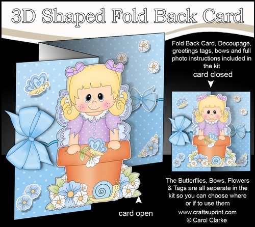 3D Shaped No-Hole Fold Back Card Kit - Flowerpot Friends - Cute Little Fairy Rosina