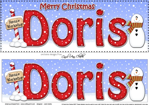 Large DL Merry Christmas DORIS 3D decoupage 