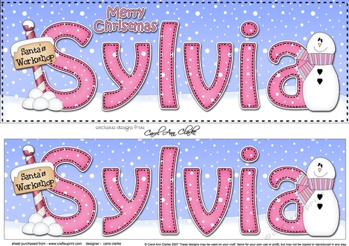Large DL Merry Christmas SYLVIA 3D decoupage 