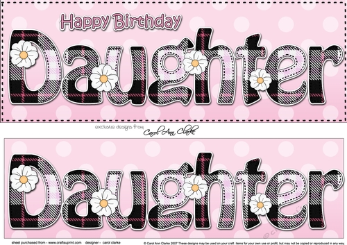 Large DL Happy Birthday DAUGHTER 3D decoupage