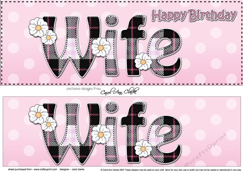 Large DL Happy Birthday WIFE 3D decoupage