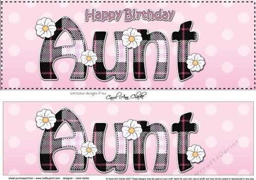 Large DL Happy Birthday AUNT 3D decoupage