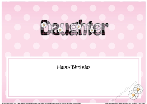 Large DL Happy Birthday DAUGHTER insert