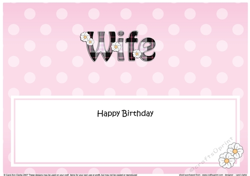 Large DL Happy Birthday WIFE insert
