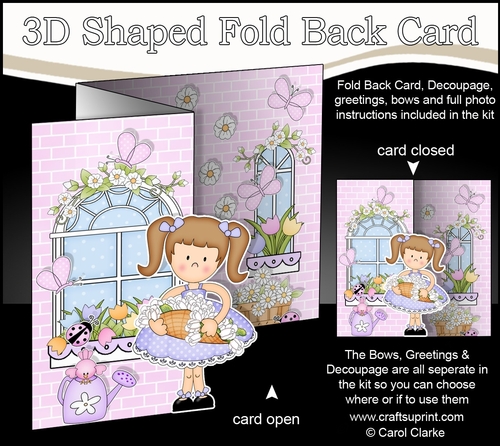 3D Shaped No-Hole Fold Back Mini Kit -  Country Cottage Girlz Liz has a Basket of Flowers