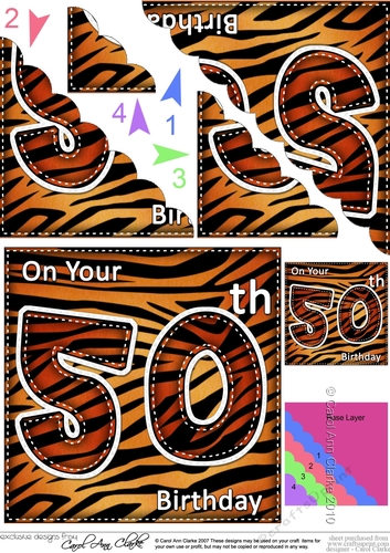 Fun Zebra Striped 50th Birthday Scalloped Corner Stacker